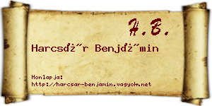 Harcsár Benjámin névjegykártya